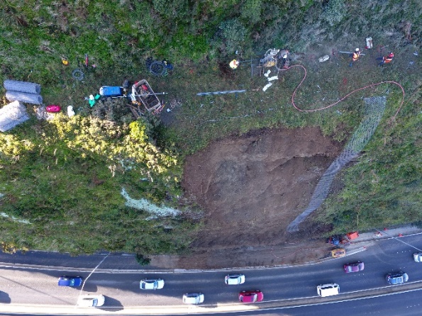 P:#ReferenceGeoTechPhotosCapital JourneysSH1 Ngauranga rockfall 11 July 2017Ngauranga Gorge 16 July 2017 UAVDJI_0497.JPG